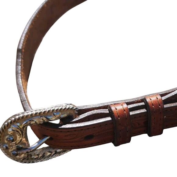 Vintage Western Women’s Leather Belt Circle Y Of Yoakum Size 32 8626 - Picture 1 of 6